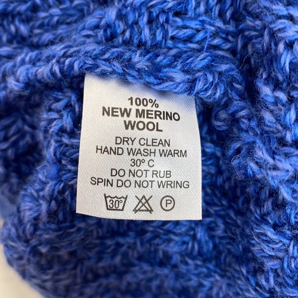 Irish Aran Co 100% Wool Cardigan Zip Front Blue - Picture 6 of 10